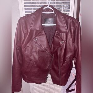 Levi Strauss Burgundy Vegan Leather Jacket Size M- NWT